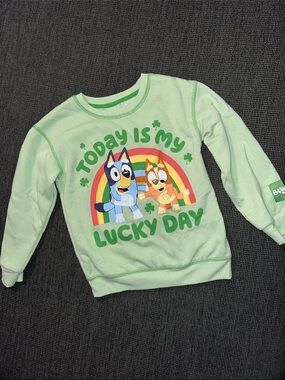 Kids Bluey 'Today Is My Lucky Day' Green Sweatshirt